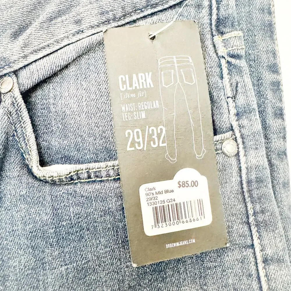 Dr. Denim Clark Button Fly Slim Fit Dark Wash Denim Jeans Size 29 NWT - Picture 6 of 8